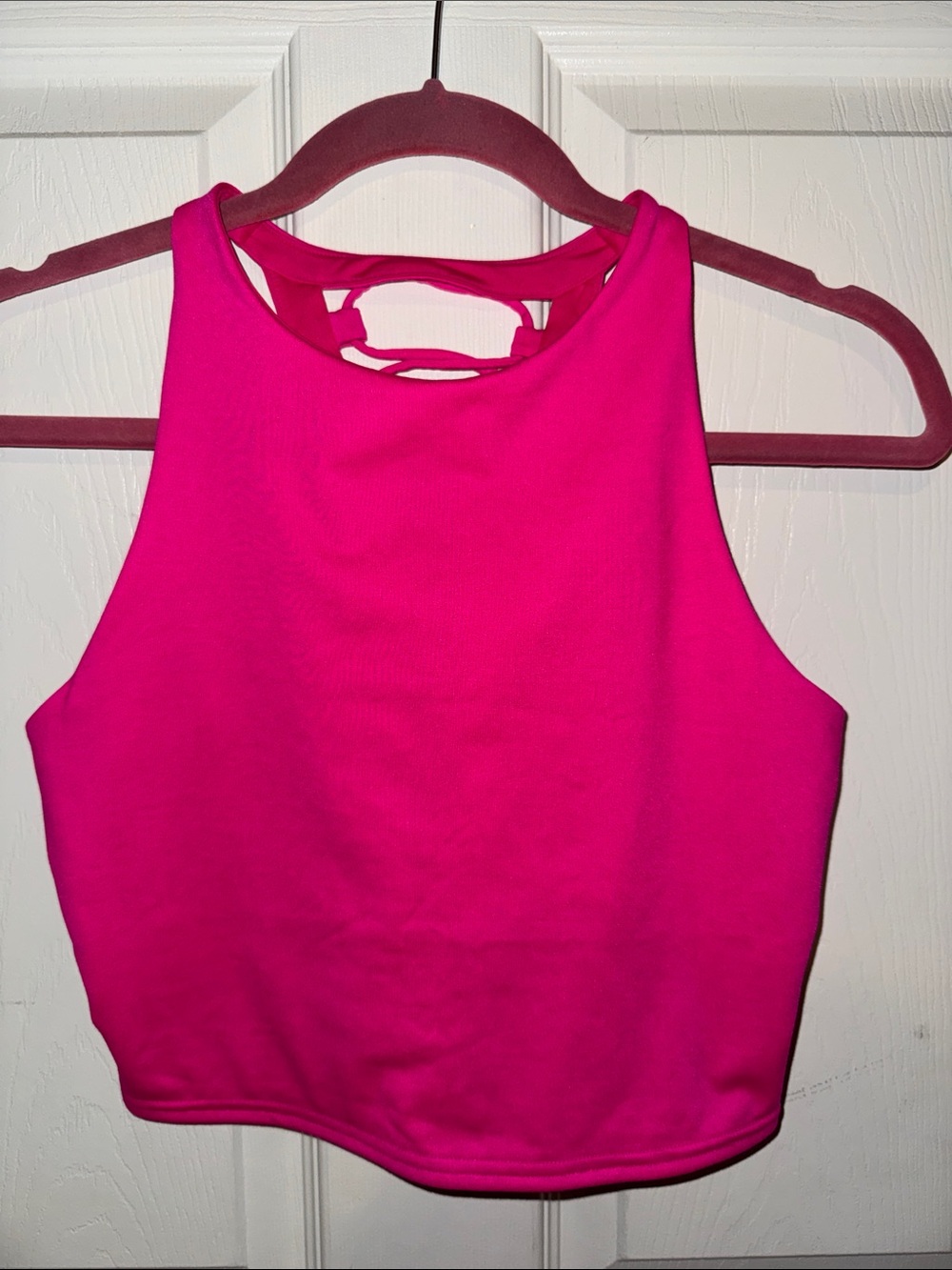 ALO Yoga Neon Pink High Neck Crop Top